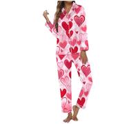 Genérico Pijama Mujer OtoñO - de Manga Larga y Cómodo Conjunto Dos Piezas para Dormir San Valentín Ropa Nocturna Acogedora Mujer Estampada Casual