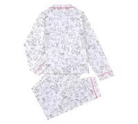 Genérico Pijama Mujer OtoñO - Femenino de Dos Piezas con Estampado Floral Manga Larga Cuello Muesca Pantalones Holgados para Dormir Conjunto Acogedor para Estar en casa Atuendo y Confortable Ropa