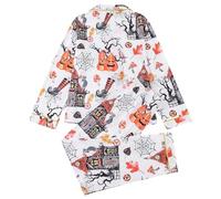 Genérico Pijama Mujer OtoñO - Femenino de Halloween Estilo Europeo con Cuello Estampado y Manga Larga Conjunto de Pantalones Largos y Ropa de Estar por Casa Tejido para Uso Diario en