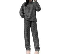 Genérico Pijama Mujer Seda Verano Pijamas Antipañal Womens Fuzzy Pajama Sets Warm Cozy Winter Sets Fleece Set Loose Comfy Ladies Plush Sleepwear Pijamas Mujer Bolsillos Pijama con Grey One Size