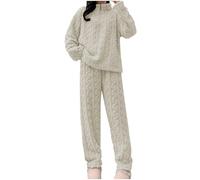 Genérico Pijama Mujer Seda Verano Pijamas Antipañal Womens Fuzzy Pajama Sets Warm Cozy Winter Sets Fleece Set Loose Comfy Ladies Plush Sleepwear Pijamas Mujer Bolsillos Pijama con White One Size