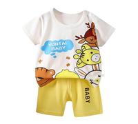Genérico Pijama Niños Suave Verano,Camiseta y Pantalones Cortos Conjunto de Pijamas para bebés pequeños Color Liso, cómodo Albornoz niño Animal 2 a 11 años