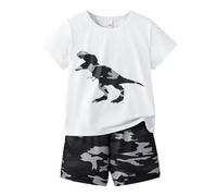 Genérico Pijama Niños Suave Verano,Conjunto de Dos Piezas Ropa Dormir con Bolsillo Pantalones Cortos y Top Pijamas Manga Corta Trajes 6 Meses a 7 años