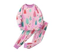 Genérico Pijama Polar Niña Pijamas Invierno Niña Conjunto de Graffiti DIY Navidad para Niños Cómodo Hogar Loungewear Diario Elástico Arte