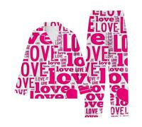 Genérico Pijama Sexy Mujer Invierno,Mujer Primavera Y OtoñO Amor Impreso Pijamas Pantalones De Manga Larga Conjunto De Dos Piezas