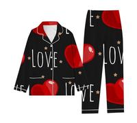 Genérico Pijama Sexy Mujer Invierno,Mujer Primavera Y OtoñO Amor Impreso Pijamas Pantalones De Manga Larga Conjunto De Dos Piezas