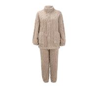 Genérico Pijamas Botones Mujer Pijama Invierno Conjunto De Pijama De 2 Piezas Manga Larga con Tejido para Mujer 2 Piezas Woman Secret Coffee L