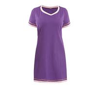 Genérico Pijamas Botones Mujer Pijama Mujer Invierno Camisón Informal De Verano para Y Cómodo Cuello Suelto En Contraste De Manga Corta Multicolor Pijama Personalizado Pijamas Purple S