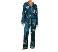 Genérico Pijamas de Dos Piezas y elásticos coloreados del Desgaste del de Ding para Las Mujeres (Blue, XL)