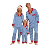 Genérico Pijamas de Navidad para la Familia con un Acabado de Satinado Suave, Pijama Que se Mantiene Fresco en Verano y Cálido en Invierno, Fácil de Cuidar y Planchar 03
