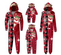 Genérico Pijamas Familiares Navideñas Pijama Navidad Familia Mono Navideños Mujer Niños Niña Hombre Pijama Reno Entero Una Pieza Trajes para Navidad Pijamas a Juego Manga Larga Chicas-A2