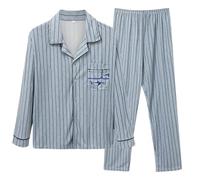 Genérico Pijamas Hombre Invierno Algodon - Conjunto De Pijama Hombre Conjunto de Pijama de Manga Larga para Hombre cárdigan para el hogar Primavera y otoño (Light Blue XL)