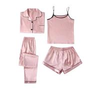 Genérico Pijamas Mujer,Conjuntos De Pijama para Mujer Ropa De Dormir Suave Y CóModa Ropa De Estar En Casa Ropa De Dormir Relajante para Mujer Conjunto Acogedor De Dos Piezas