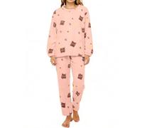 Genérico Pijamas Mujer Invierno Polar Cálida Conjunto de Pijama Suave Camiseta Manga Larga Y Pantalón Largo Cómodo 2 Piezas Ropa de Casa Dormir Pijamas Entretiempo Pjs Lounge Wear Ropa de Noche