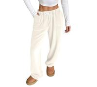 Genérico Pijamas Mujer Invierno Polar Pijama Navidad Felpa Tallas Grandes Pyjamas for Women Pantalones de Pantalon Termico de Invierno Moda Divertidos Pijama de Mujer Blanco M