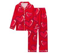 Genérico Pijamas Mujer Tallas Grandes - Conjunto Femenino Manga Larga Estampado corazón San Valentín algodón térmico abrigado Regalo Navidad sanvalentín Noche Cama Dormir
