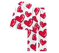 Genérico Pijamas Mujer Tallas Grandes - Conjunto Femenino Manga Larga Estampado corazón San Valentín algodón térmico abrigado Regalo Navidad sanvalentín Noche Cama Dormir