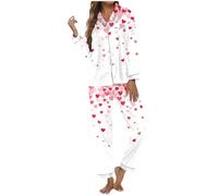 Genérico Pijamas Mujer Tallas Grandes - de Manga Larga Mujer Conjunto Dos Piezas Cómodo Ropa Dormir San Valentín Acogedora Estampado Casual Elegante Regalo