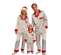 Genérico Pijamas Navidad Familia de Corte Clásico y Atemporal, Inversión en Calidad Que Durará Muchas Temporadas, Sensación de Lujo al Dormir Durante Las Fiestas 03