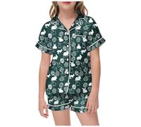 Genérico Pijamas Niñas Manga Corta Infantiles Imprimir Conjunto con Botones de Lunares Pijama 2 Piezas Conjuntos Ropa para Regalos niños y Dulce a la Moda bebé niña