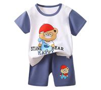 Genérico Pijamas Niños Manga Corta Conjunto de Dos Piezas Pijama 2 con Botones y Pantalones Cortos Color Liso, cómodo Regalos para Ropa Primavera Verano