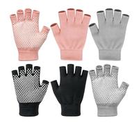 Genérico Pilates Gloves with Grips For Women - Cotton | 3 Pairs Fingerless Yoga Mitten, Gym Workout Mitten | For Beginners, Professionals, Ladies, Mothers, Athletes, Home, Gym, Studio, Apartment