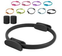 Genérico Pilates Ring Fitness Trainer, Pilates Ring Magic with Double Padded Handles, Pilates Ring Fitness Circle 14.96" Yoga Rings Magic Circle, for Toning Arms, Legs Men and Women (Black)