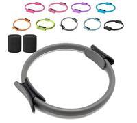 Genérico Pilates Ring Fitness Trainer, Pilates Ring Magic with Double Padded Handles, Pilates Ring Fitness Circle 14.96" Yoga Rings Magic Circle, for Toning Arms, Legs Men and Women (Grey)
