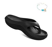Genérico Pillow Arch Support Flip Flops for Women, Arch Support Sandals Recovery Flipflops Orthopedic Slides, Soft Comfort Lightweight (Black,39)