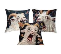 Genérico Pillow Covers 3 Pack 17.7x17.7 Inch - Screaming Goat Cushion Case | Soft Decorative Pillow Covers for Sofa Living Room Bedroom Dorm Apartment | Animal Print Home Decor | Cozý Use