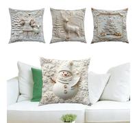 Genérico Pillow Covers - Cushion Set for Winter Style | Linen with 4 Piece Christmas Themed Design, Soft Farmhouse Holiday Accent, Indoor Couch, Sofa Living Room, Bedroom, Seasonal Decoration