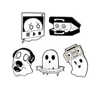 Genérico Pin de Esmalte Fantasma 5 Piezas, Broche de Solapa Punk Música, Insignia de Ropa Ligera y Segura, Accesorio para Mochila y Equipaje, Set Decorativo Femenino Diseño Original