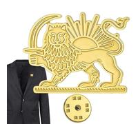 Genérico Pin de mapa de Irán - Motivo antiguo de león y sol de bandera persa de 2,2 x 2,5 cm hecha de acero inoxidable Accesorio de patrimonio de joyería de esmalte patriótico duradero