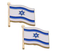 Genérico Pin de Solapa Bandera de Israel 2 Piezas, Broche de Esmalte de Aleación de Metal, Accesorio Ligero para Fiesta y Traje, Pin Conmemorativo Patriótico para Hombre y Mujer,