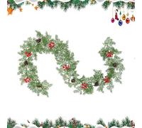 Generico Pine Garland Realistic - Christmas Real Touch Winter Pine Garland with Cones Red Berries 78.7 Inch | Welcome Hanger for Mantle Stairs Table Indoor Outdoor Farmhouse Fireplace Home Party