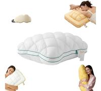 Genérico Pineapple Cloud-Like Down Pillow-Fluffy Down Alternative Bed Pillow, Unique Cream Puff Pillow Waffle Grid, Plush & Bounce, for Back, Side and Various Sleepers (White-C)