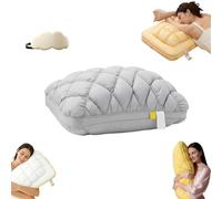 Genérico Pineapple Cloud-Like Down Pillow-Fluffy Down Alternative Bed Pillow, Unique Cream Puff Pillow Waffle Grid, Plush & Bounce, for Back, Side and Various Sleepers (Grey-B)