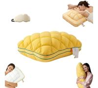 Genérico Pineapple Cloud-Like Down Pillow-Fluffy Down Alternative Bed Pillow, Unique Cream Puff Pillow Waffle Grid, Plush & Bounce, for Back, Side and Various Sleepers (Yellow-C)