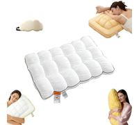 Genérico Pineapple Cloud-Like Down Pillow-Fluffy Down Alternative Bed Pillow, Unique Cream Puff Pillow Waffle Grid, Plush & Bounce, for Back, Side and Various Sleepers (White-A)