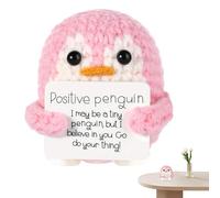 Genérico Pingüino Positivo De Punto - Muñeco De Peluche De Ganchillo De 3,1 Pulgadas | Mini Juguete Coleccionable De Lana: Pingüino De Apoyo Emocional con Tarjeta para Regalar, Ideal para Decora