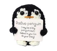 Genérico Pingüino Positivo De Punto - Muñeco De Peluche De Ganchillo De 3,1 Pulgadas | Mini Juguete Coleccionable De Lana: Pingüino De Apoyo Emocional con Tarjeta para Regalar, Ideal para Decora