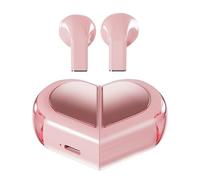 Genérico Pink Heart Wireless Earbuds | Mini Stereo Headset Cute In-Ear Audio Device Compact Charging Case | Kawaii Style Listening Accessory | Fashionable Music Companion Suitable Girls Travel