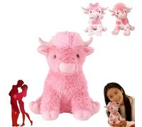Genérico Pink Highland Cow Stuffed Animal - 15-Inch Large Strawberry Cow Plush Toy - Ultra Soft Kawaii Animal Pillow for Valentine's Day & Birthday Gift for Her or Kids (B)
