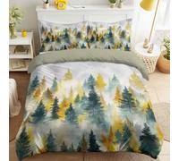 Genérico Pinos Bosque Niebla Funda Edredon Ilustración Hiperrealista Bosque Naturaleza Tranquilo Funda Nordica Suave Blanca No Necesita Planchado, 180 x 220 Funda de edredon für Niños & Niñas