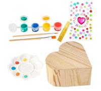 Genérico Pinta Tu De Joyería De Madera - Kit De Artesanía De De Tesoro Corazón para, Kit De Pintura DIY | Actividad Creativa Divertida Niños Niñas De 3-12 Años Regalo