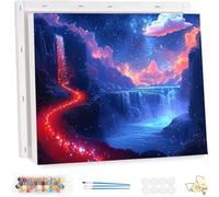 Genérico Pintar por Numeros Adultos con Marco, Cielo Estrellado Paint by Number Kits, con Pinceles y Pigmento Acrílico, DIY Caer Pintura al óleo Colorear Lienzo, Decoración del Hogar 80x100cm YF-5081