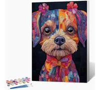Genérico Pintar por Numeros Adultos Perro Cuadros para Pintar por Numeros Animal Paint by Numbers Adult DIY Manualidades Adultos Kit Lienzo Pintura Para Decoración Del Hogar Sin Marco 30x40cm G-ES74
