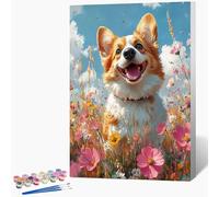 Genérico Pintar por Numeros Perro Pintar por Numeros Flor Painting by Numbers DIY Kit Pintura Entretenimiento Adultos Principiante Paintings Kits, Decoracion Hogar Regalo Sin Marco 50x80cm 4-TC33