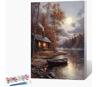 Genérico Pintar por Numeros Sunset Pintar por Numeros Bote Painting by Numbers DIY Kit Pintura Entretenimiento Adultos Principiante Paintings Kits, Decoracion Hogar Regalo Sin Marco 70x100cm H-TC13