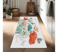 Genérico Pintura A La Acuarela Alfombra De Pasillo 50 x 140 cm Planta Flores Silvestres Amapolas Mariposas Alfombra Larga Alfombrar Estrecha Antideslizante Lavable, para Entrada Cocina O Pasillo